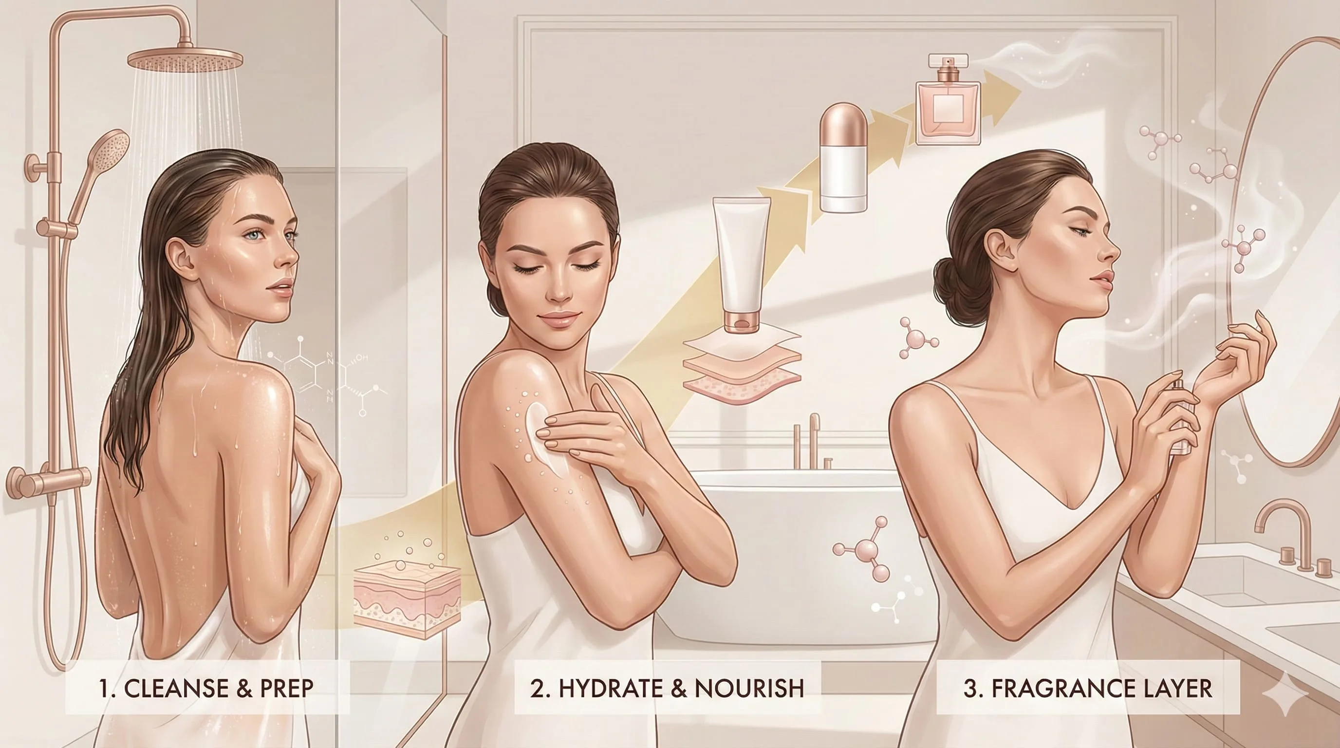 Capa do post A Ordem Certa Para Aplicar Hidratante, Desodorante e Perfume: O Segredo que Transforma Sua Rotina Matinal